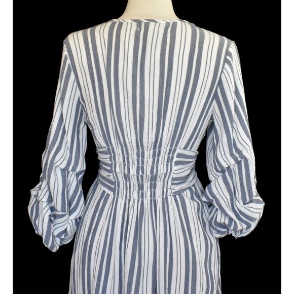 Vintage Y2K Max Studio Blue Stripe Day Dress, Faux Wrap Bodice, New with Tags S - Picture 8 of 9